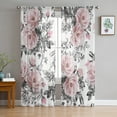 thumbnail image 5 of Pink Flower Rose Vintage Sheer Curtains for Living Room ration Tulle Voile Organza Window Curtains for Kitchen Bedroom, 5 of 6