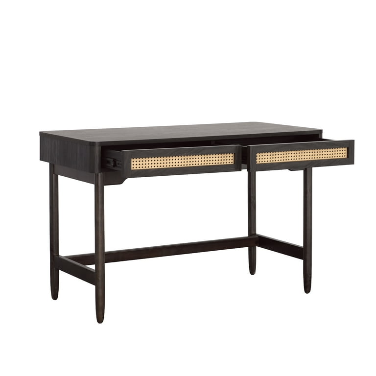 Better Homes Gardens Springwood Caning Desk Charcoal Finish Size Large 47.5 inch x W 23.5 inch x H 30.7 inch