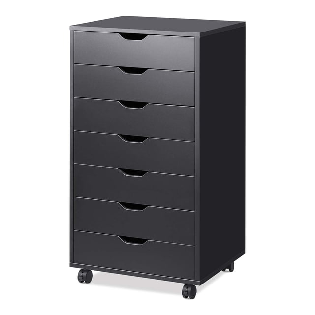 Zocalo Cómoda de Madera con 7 cajones y archivador, Cofre de Almacenamiento con Ruedas (Nergo)