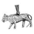 thumbnail image 1 of Small 3/4 inch Sterling Silver Tiger Pendant for Women Diamond-Cut Oxidized finish NO Chain, 1 of 3