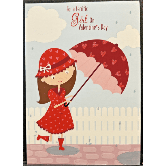 For a Terrific Girl On Valentine's Day Greeting Card w/Envelope