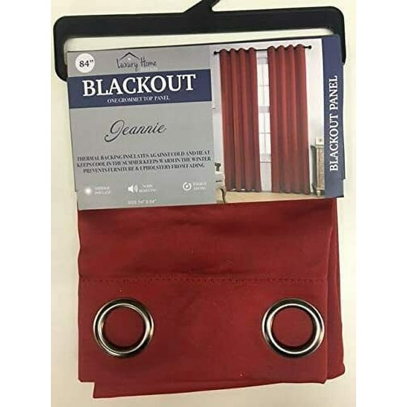 Set of 2 Jeannie Blackout Grommet Top Curtain Panels, Energy Saving, Blocks Noise, Red