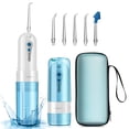 thumbnail image 1 of Irrigador bucal portátil recargable para limpieza de dientes con estuche de viaje, 4 modos y 5 puntas de chorro Water Pik impermeable para viajes en casa ER  Rojo Verde, 1 of 5