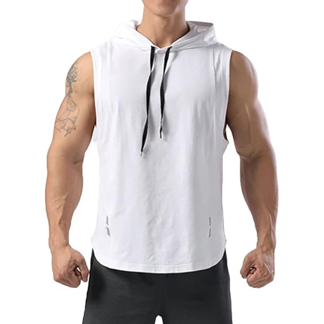 Sudadera Deportiva Para Hombre Camisetas Sin Mangas Sin Mangas Entrenamiento Gimnasio Culturismo Músculo Camiseta De Secado Rápido - Blanco