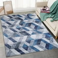 thumbnail image 7 of GlowSol 5'x8' Modern Area Rug Carpet Thick Velvet Geometric Area Rugs Floor Carpet for Bedroom Geometric Rhombus Floorcover Children's Room Play Mat, Navy Blue, 7 of 7