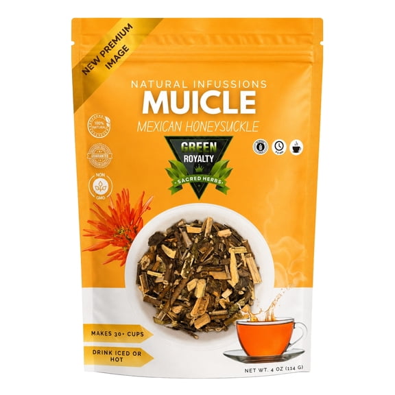 Green Royalty Muicle (Mexican Honeysuckle) Herbal Tea 4oz – Natural Infusion Dried Loose Leaves, Non-GMO, Caffeine-Free