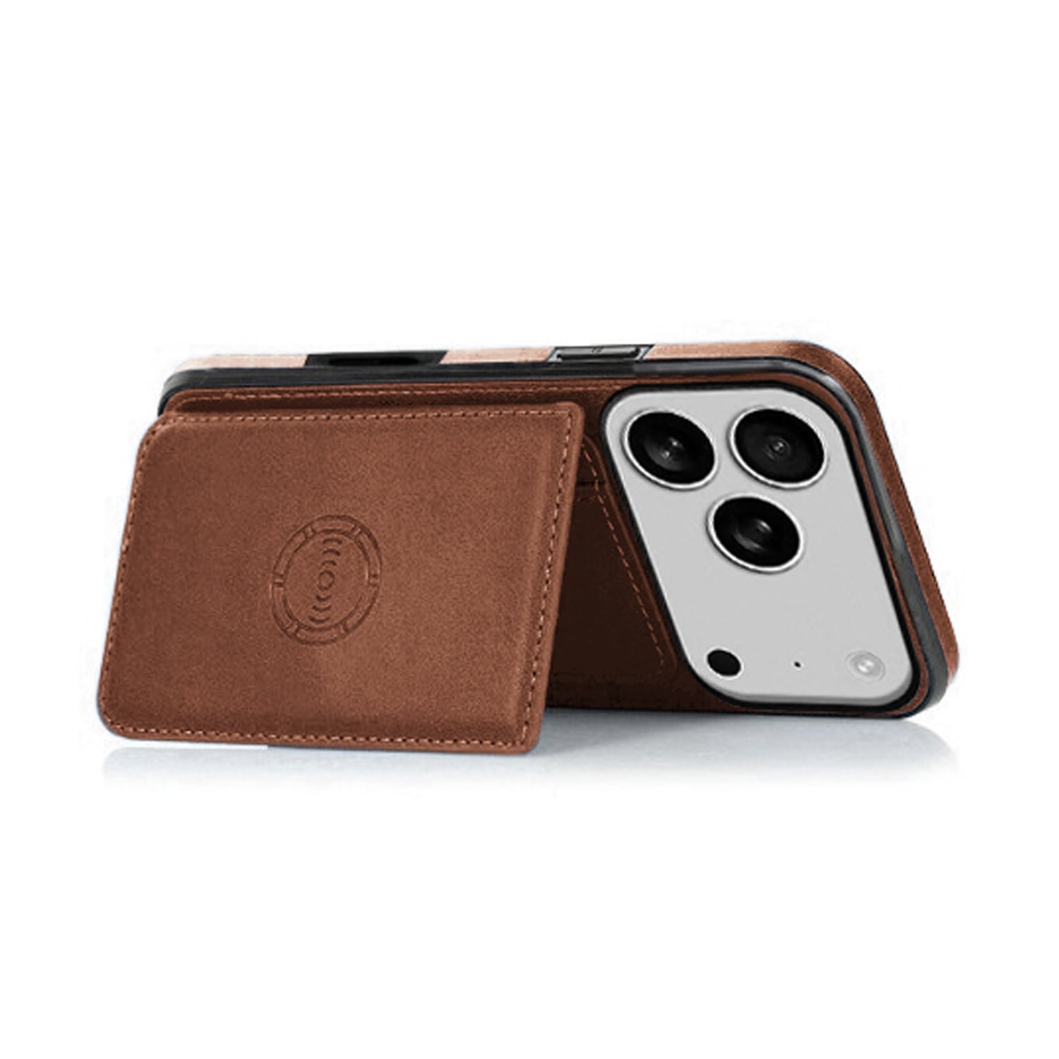 Leather Protective Case with Card Storage Pocket for iPhone 17 Pro Max - Brown