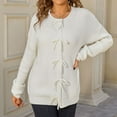 thumbnail image 2 of Women's Bow Button Round Neck Long Sleeve Solid Color Knit Sweater Cardigan Sweaters for Women, 2 of 2