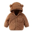 thumbnail image 2 of Huanglei Baby Infant Boys Girls Winter Coat With Fold Over Mittens Fleece Outwear Jacket Warm Clothes Bear Hooded Full-Zip Jacket 0-6 Months, 2 of 4