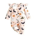 thumbnail image 3 of LIJCC Halloween Newborn Baby Girl Ruffle Clothes Infant Long Sleeve Romper Jumpsuit Bodysuit Sleeper Zipper Footie Romper Playsuit with Headband Christmas Outfits, 3 of 8