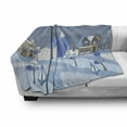 thumbnail image 2 of Landscape Soft Flannel Fleece Throw Blanket, Wintry Outdoor Scene of Suburban Buildings and Houses in a Mountainous Setting, Cozy Plush for Indoor and Outdoor Use, 70" x 90", Multicolor, by Ambesonne, 2 of 5