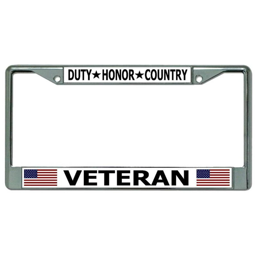 Military Veteran Chrome License Plate Frame