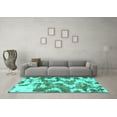 thumbnail image 3 of Ahgly Company Indoor Round Abstract Turquoise Blue Modern Area Rugs, 3' Round, 3 of 4