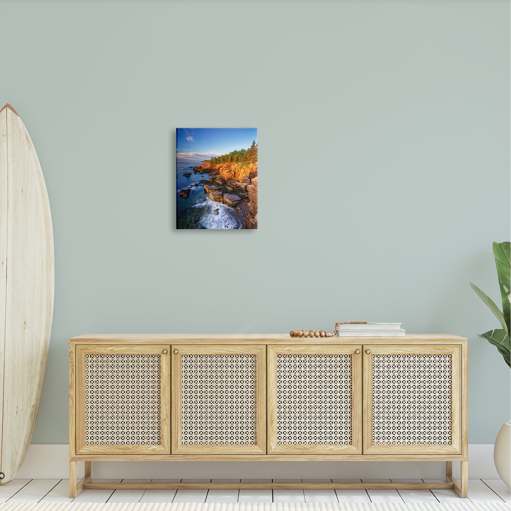 Stupell Rocky Cliffs Shore Beach Foam Landscape Photography Gallery Wrapped Canvas Print Wall Art