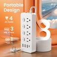 thumbnail image 2 of 12-in-1 Surge Protection Power Socket, 4 AC Outlets + 4 USB 1 USB‑C + 4 Independent On，Off Switches, Multi-Port Extension Cord, for Home Office Workstation, 2 of 10
