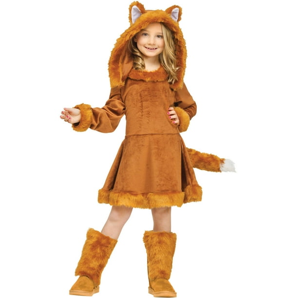 Fun World Sweet Fox Halloween Fancy-Dress Costume for Child, Big Girls ...