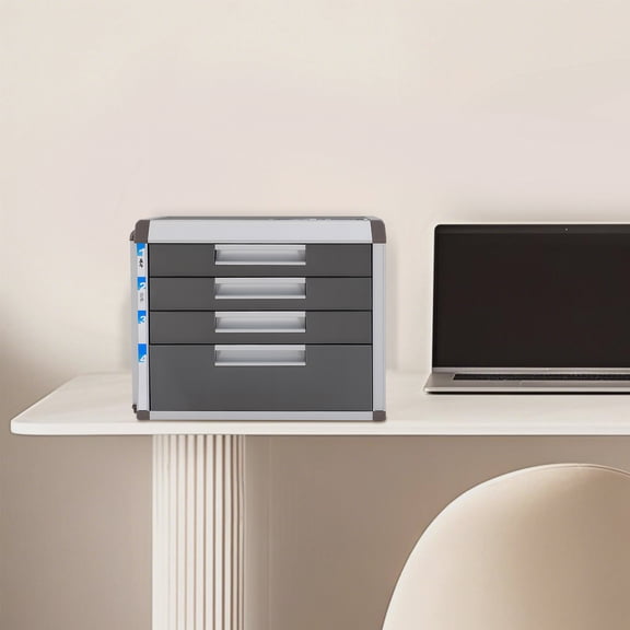 1 PCS 31.5*35*29.8cm/12.4*13.8*11.7in File Storage Cabinet with Lockable Drawers, File Cabinet with 4 Drawers, Document Storage Box(Grey  Silver)