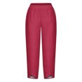 thumbnail image 4 of Women's Summer Comfortable Loose Wide Legged Fashion Solid Color Capris RXIRUCGD Rose, Taille: L, 4 of 5