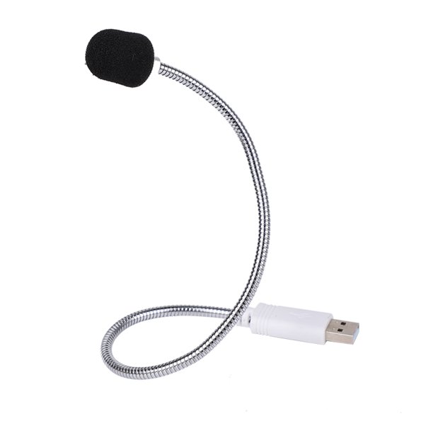 Micrófono condensador USB HY-302 con cuello de cisne - Blanco/Negro - Omnidireccional para PC y laptop - Incluye cubierta de espuma - Alta sensibilidad 30dB - Rango de frecuencia 50Hz-16kHz