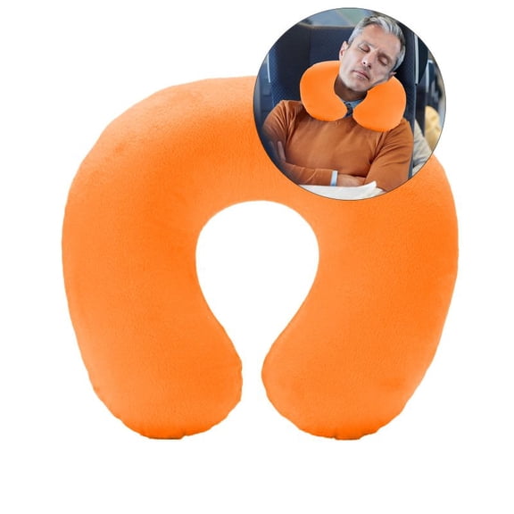 Yoloke Inflatable Travel Neck Pillow - 360° Ergonomic C-Shaped Support | Soft Plush Coating | Lightweight & Compact | Ideal for Long Journeys, Flights, & Outdoor Use