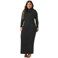 thumbnail image 3 of DARING DIVA Plus Size Women's Turtleneck Long Sleeve Bodycon Dress 1X Black, 3 of 6