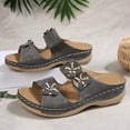 thumbnail image 4 of Bkhluea Women Wedge Slide Sandals Floral Appliqué Shoes Comfortable For Casual Home Travel Daily Outdoor Activities, 4 of 7