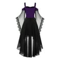 thumbnail image 3 of Halloween Dress Womens Corset Lace Up High Low Hem Flowy Chiffon Midi Dress with Butterfly Sleeves Party Outfits (L, Purple), 3 of 3
