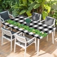 thumbnail image 2 of St. Patrick's Day Table Cloths for 5 Foot Rectangle Tables, Lucky Shamrock Grasses Black White Plaid Patio Waterproof Elastic Fitted Tablecloths, Washable Rectangular Table Cover for Camping, 2 of 8