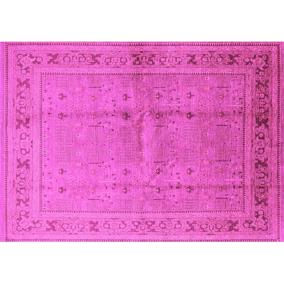 Ahgly Company Indoor Rectangle Oriental Pink Industrial Area Rugs, 5' x 7'