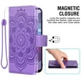 thumbnail image 5 of Compatible with Moto G Power 2021 Wallet Phone Case and Tempered Glass Screen Protector Flip Credit Card Holder Stand Mandala Flower Cell Cover for Motorola GPower 21 5G Version XT2117-4 Women Purple, 5 of 9