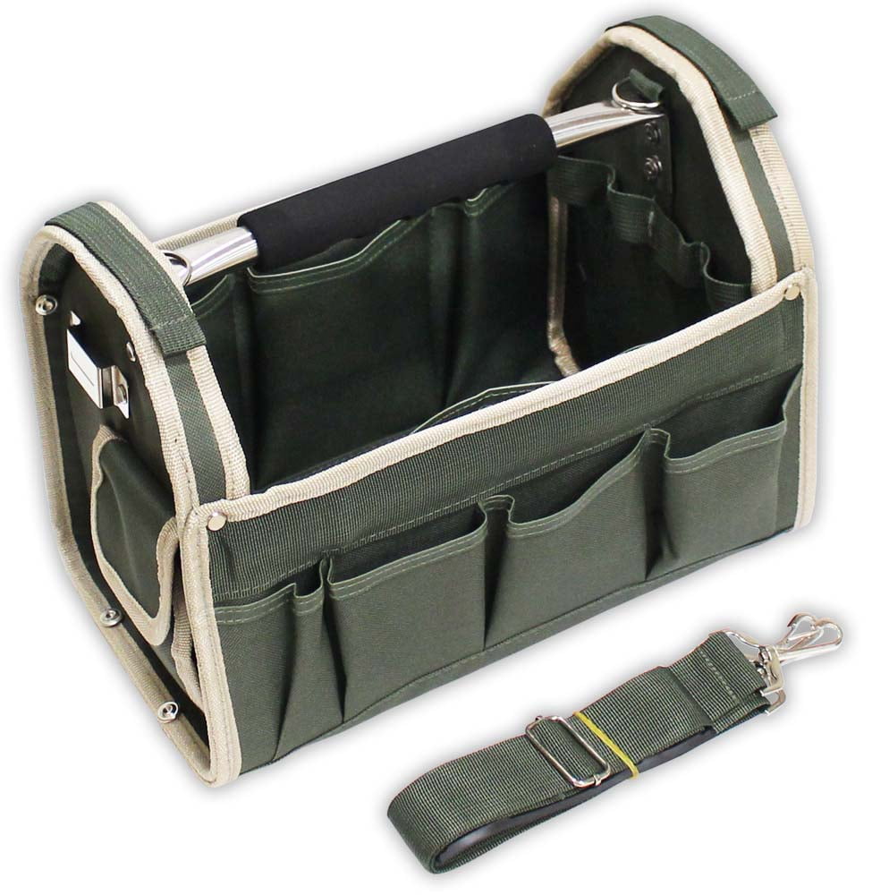133/4 Inch Carryall Tool Bag Metal Top Handle & Shoulder Strap