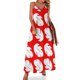 thumbnail image 1 of Vestido sin mangas de hojas tropicales rojas y blancas para mujer verano, 1 of 7