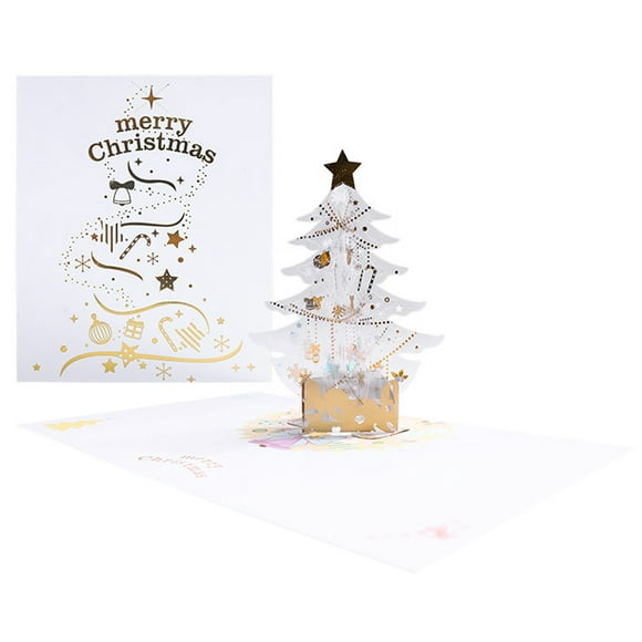 3D Christmas Tree Card Popup Holiday Greeting Card Crystal Christmas Trees Card