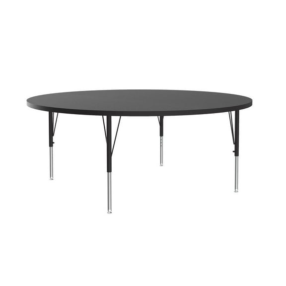 Correll Thermal Fused 60" Round Laminate Wood Activity Table in Black Granite