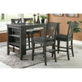 thumbnail image 2 of Contemporary Gray Counter Height Dining Table With Side Storage And 4 Cushion Seat High Chairs, Solid Wood Modern Chairs Storage, Finish, 2 of 6