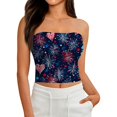 thumbnail image 4 of Women's Summer Tube Top Sleeveless Sexy Camisole Shirt Vest, Patriotic Independence Day Printed Crop Tank for Casual Wear & Party,Dark Blue 2XL, 4 of 5