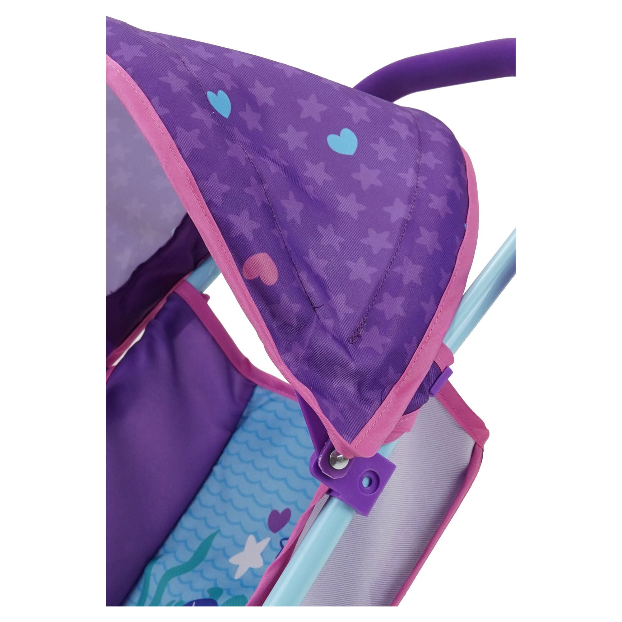 509 Mermaid Doll Stroller - Canopy & Cup Holder, Easy Fold Storage & Travel, Fits Dolls up to 21", Ages 3+