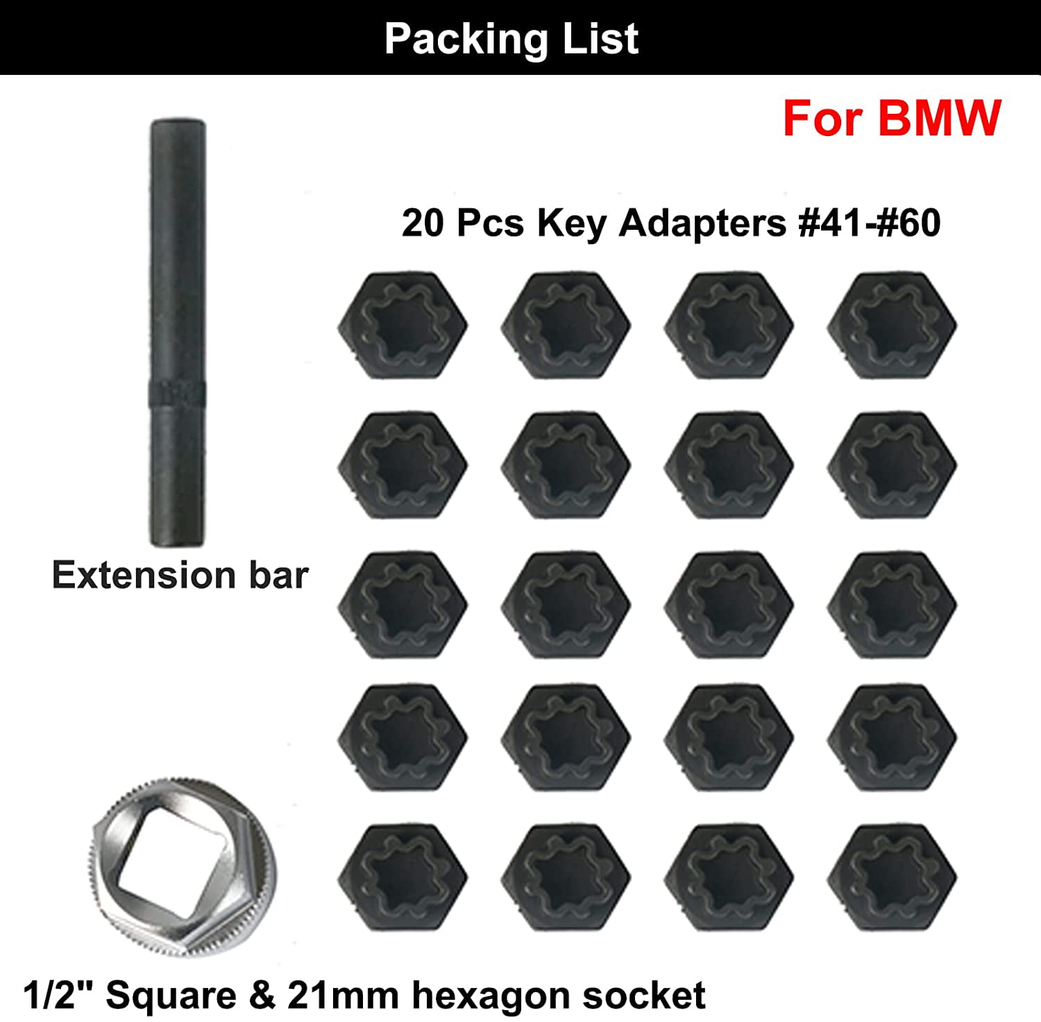 #41 Tire Wheel Lock Anti-Theft Screw Lug Nut Bolt Removal Key Socket For BMW 1Pc 