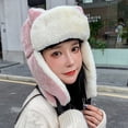 thumbnail image 5 of SikaFu New Cute Ears Women Winter Hat Ladies Thick Warm Russian Hat Female Fleece Snow Ski Trapper Earflap Cap Women Bomber Hat, 5 of 6