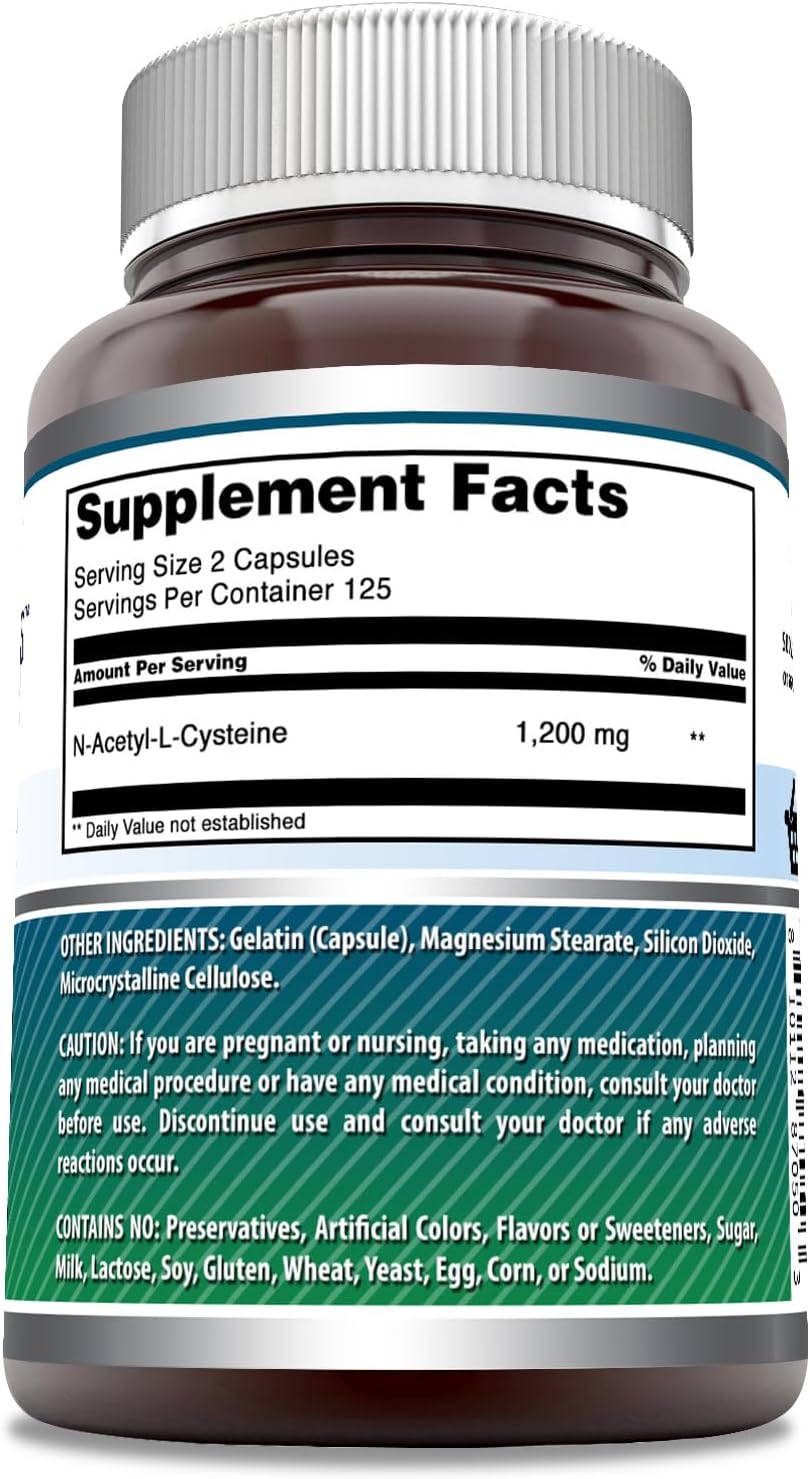 Amazing Formulas NAC (N-Acetyl Cysteine) 1200mg Per Serving 250 Capsules Supplement | Non-GMO | Gluten Free | Made in USA | Pack of 3