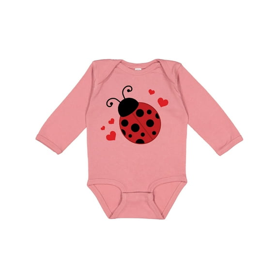 Inktastic Lady Bug and Hearts Girls Long Sleeve Baby Bodysuit