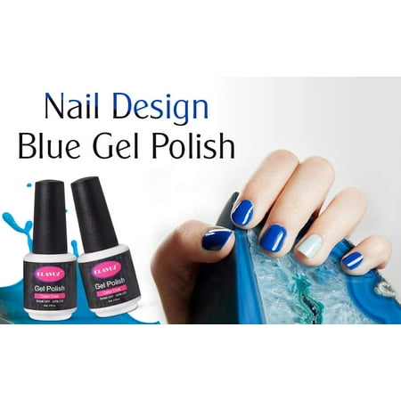 CLAVUZ 6pcs Gel Nail Polish Set C001,Blue Color Collection Soak Off Gel Nail Lacquer Nail Art Manicure High-gloss 8ml New Starter Gift Kit Long Lasting (Best High Gloss Nail Polish)
