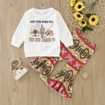 thumbnail image 4 of Children Outfit Letter Printing Girl Autumn Clothes Long Sleeve Print Pullover Sweatshirt Tops Geometrical Flare Pants Bell Bottoms Outfits Set Party Featival Clothes For Child, 4 of 8