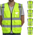 thumbnail image 1 of Chaleco De Seguridad Dib Chaleco Reflectante Ansi Clase 2 De Alta Visibilidad Con Bolsillos Y Cremallera Hi Vis Yellow 5 Pack Xl, 1 of 5