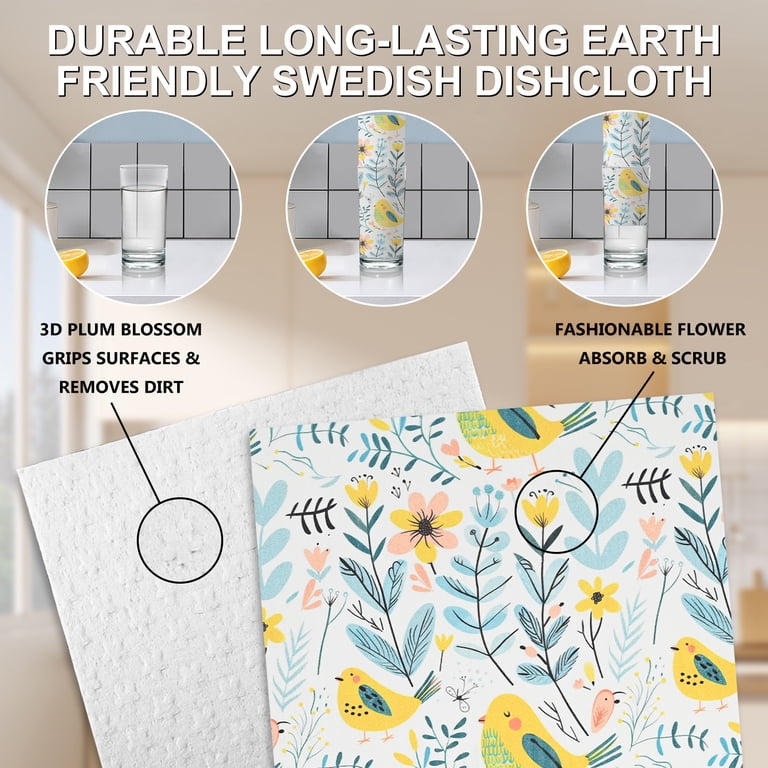 Soulgenix Swedish Dishcloths, 6 Pack Vintage Floral, 7x8 Inch photo 6