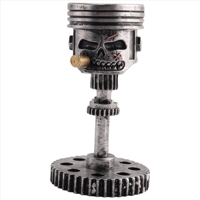 Cara de Calavera PistóN Tallada, Escultura Realista, Estatua Cabeza Hombre, Regalos Mesa para el Hogar y la Oficina, Halloween