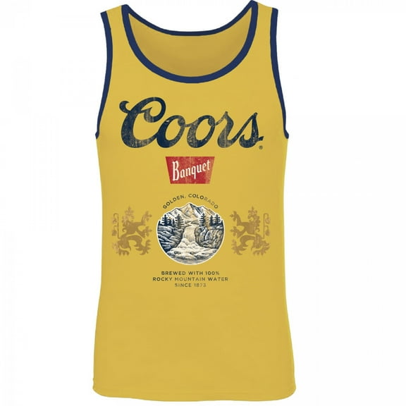 Coors Banquet Old Gold Tank Top With Navy Trim-Small