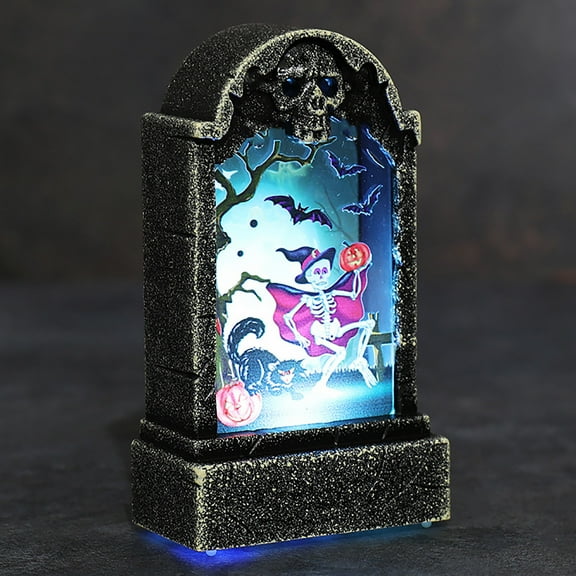 WDOEID Animatronics Halloween Clearance Halloween Tombstone Costume Props LED Luminous Skull Tombstone Halloween Scary Decorations