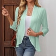 thumbnail image 6 of Stamzod Summer Cardigans for Women Lightweight 3/4 Sleeve Open Front Cardigan Dressy Casual Loose Fit Cover Up Mint Green S, 6 of 9