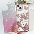 thumbnail image 3 of OOK for iPhone 14 Plus Case, Cute 3D Diamond Butterfly Pattern Luxury Slim Plating Bling Glitter Protective Phone Case with Screen Protector for Girls Women, Pink, 3 of 6
